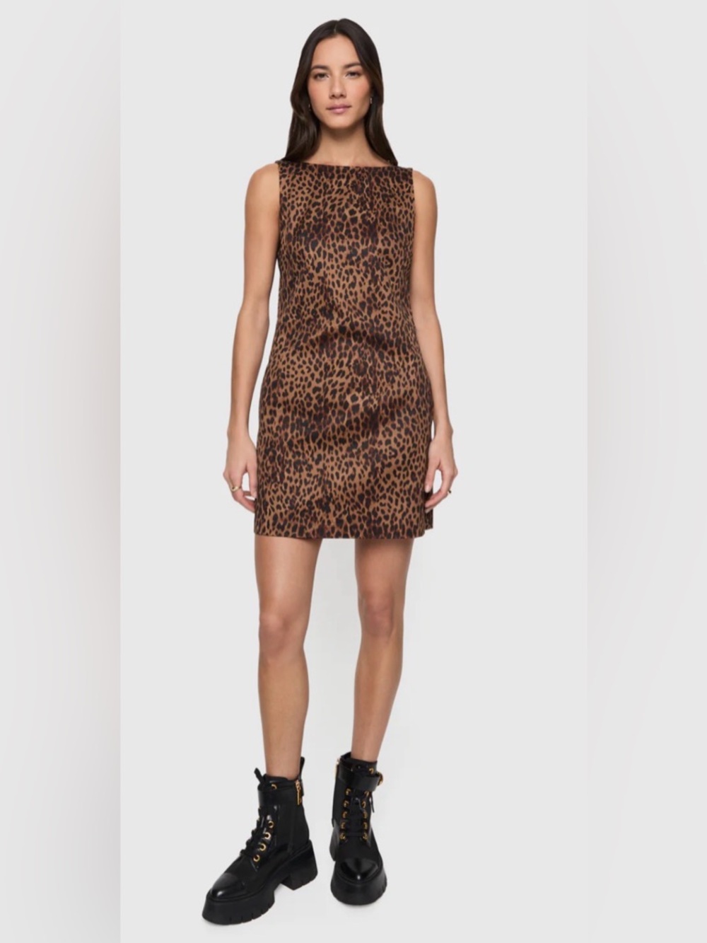 Kathie Lee Collection Brown Animal-Print Midi Sheath Dress